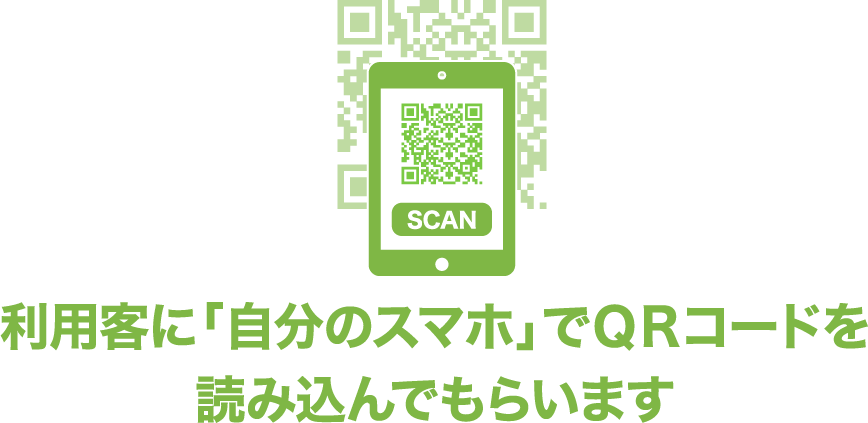 利用客に「自分のスマホ」でQRコードを読み込んでもらいます