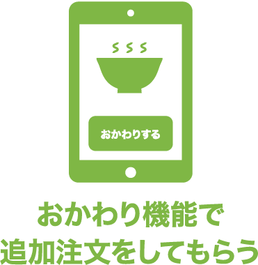 おかわり機能で追加注文をしてもらう